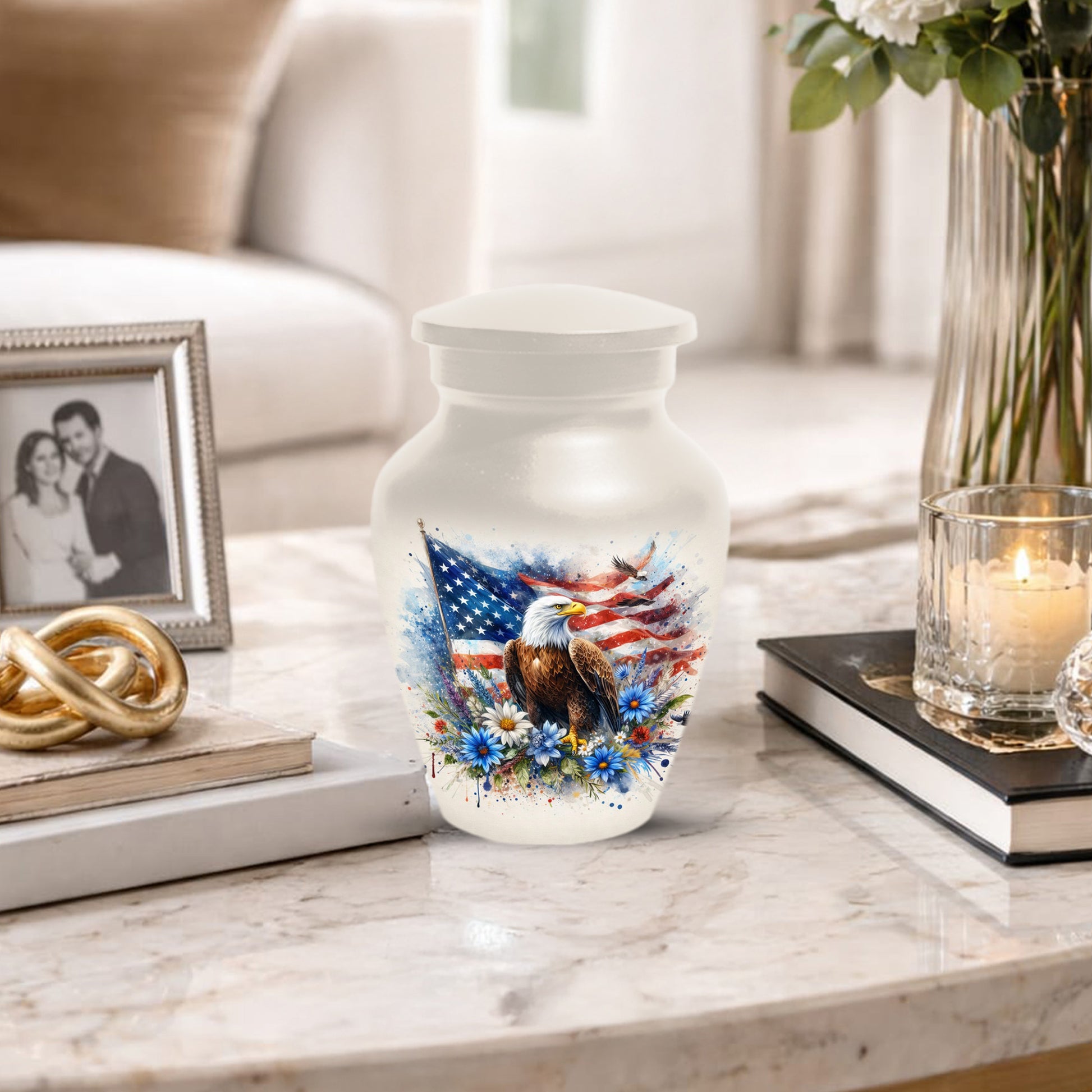 American Eagle Memorial Urn for Male Ashes - Patriotic Cremation Urns for Dad