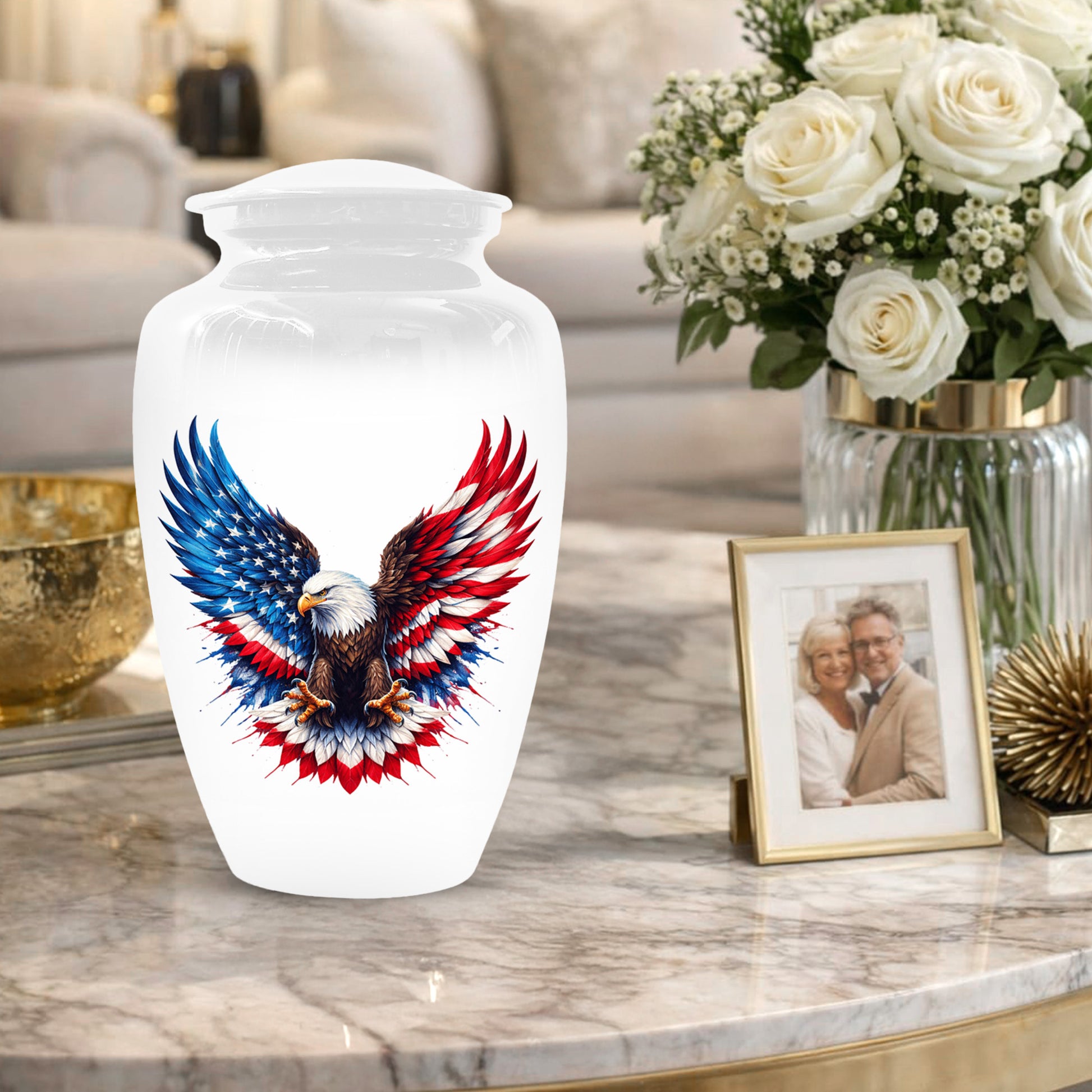 Eagle Urn for Human Ashes - American Flag Memorial Urns for Dad | Patriotic Cremation Keepsake for Men
