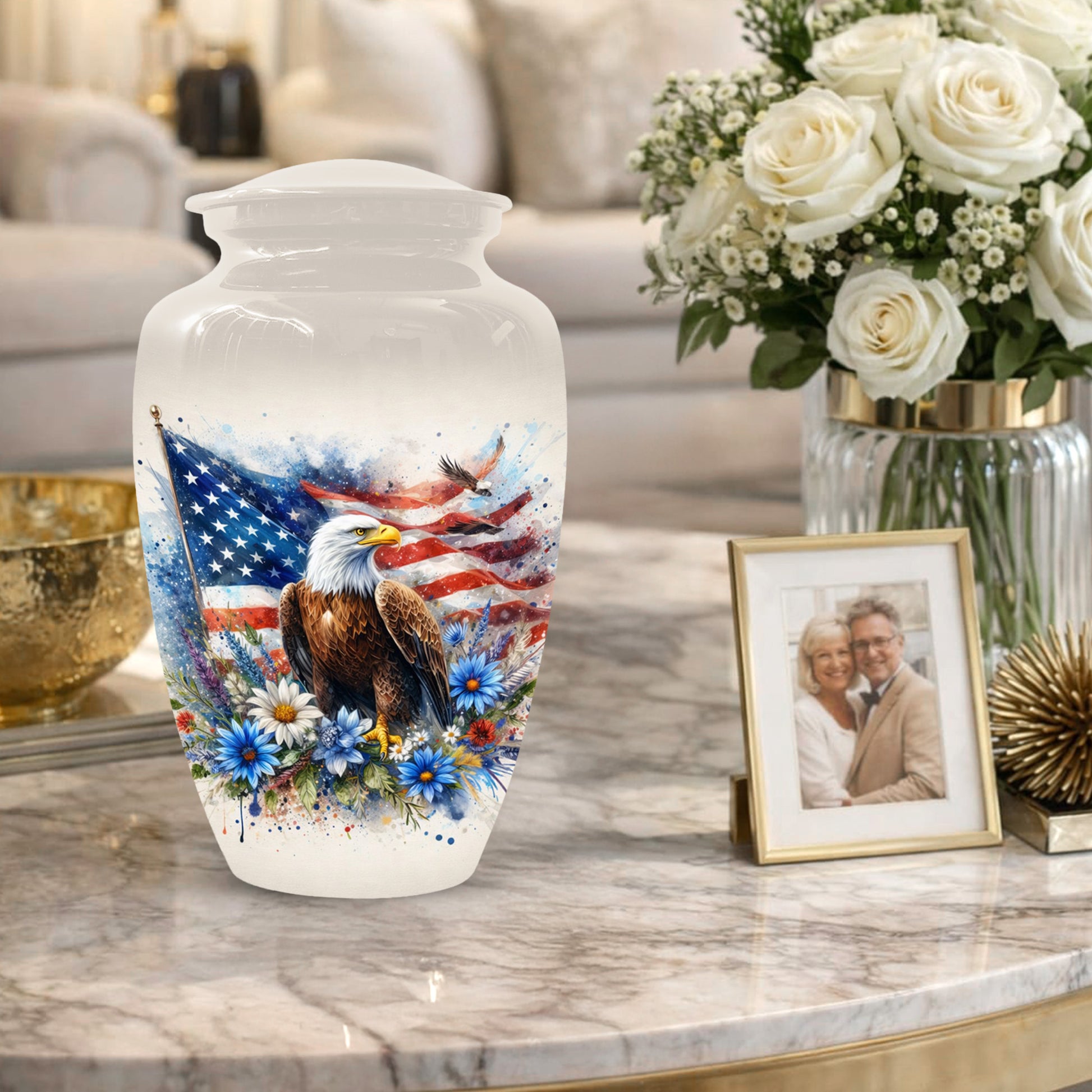 American Eagle Memorial Urn for Male Ashes - Patriotic Cremation Urns for Dad