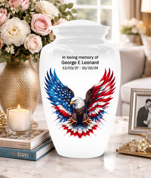 Eagle Urn for Human Ashes - American Flag Memorial Urns for Dad | Patriotic Cremation Keepsake for Men