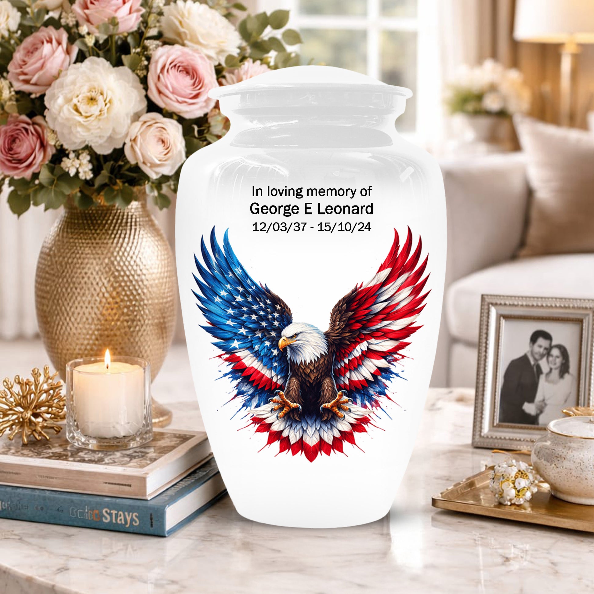 Eagle Urn for Human Ashes - American Flag Memorial Urns for Dad | Patriotic Cremation Keepsake for Men