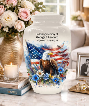 American Eagle Memorial Urn for Male Ashes - Patriotic Cremation Urns for Dad