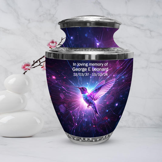 Purple Hummingbird Urn For Human Ashes - Bird Cremation Urns For Mom