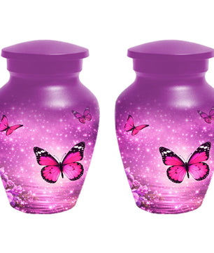 Pink Butterfly Urn For Women Ashes - Personalized Mini Urns For Adult Female