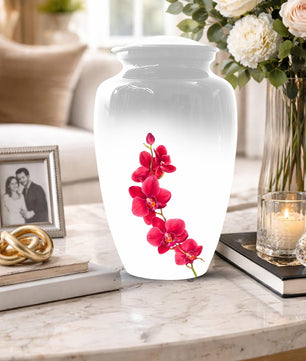 Red Orchid Urn For Ashes - Small Cremation Urns For Men & Women