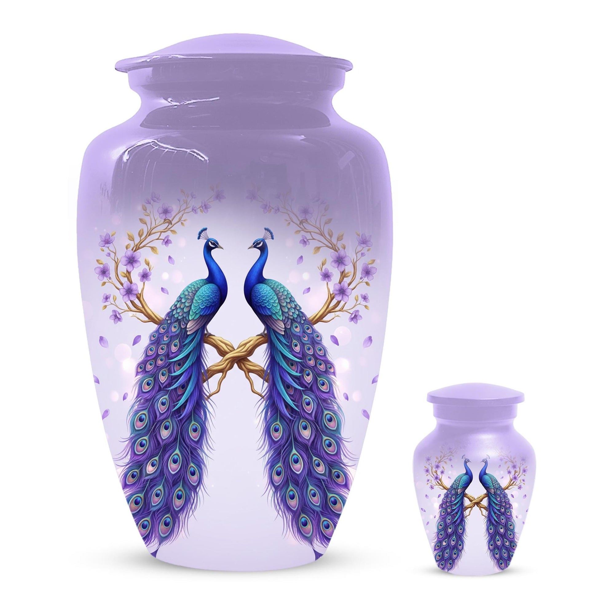 Peacock Companion Urn For Human Ashes - Extra Large Couple Urns For Husband and Wife