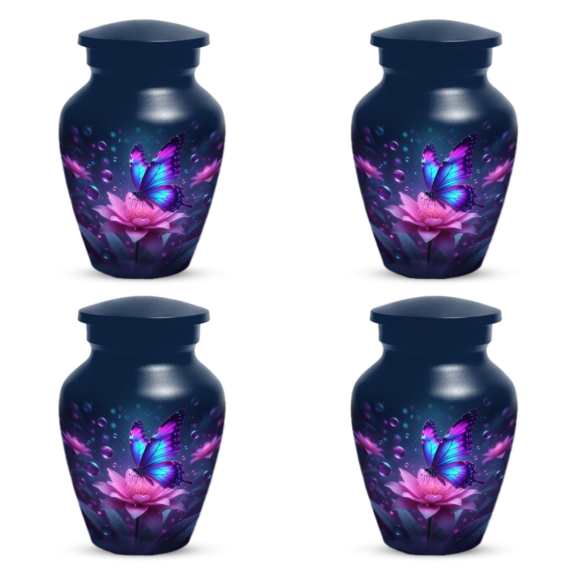 Blue Butterfly Urn For Mom Ashes - Lotus Flower Cremation Urns For Women