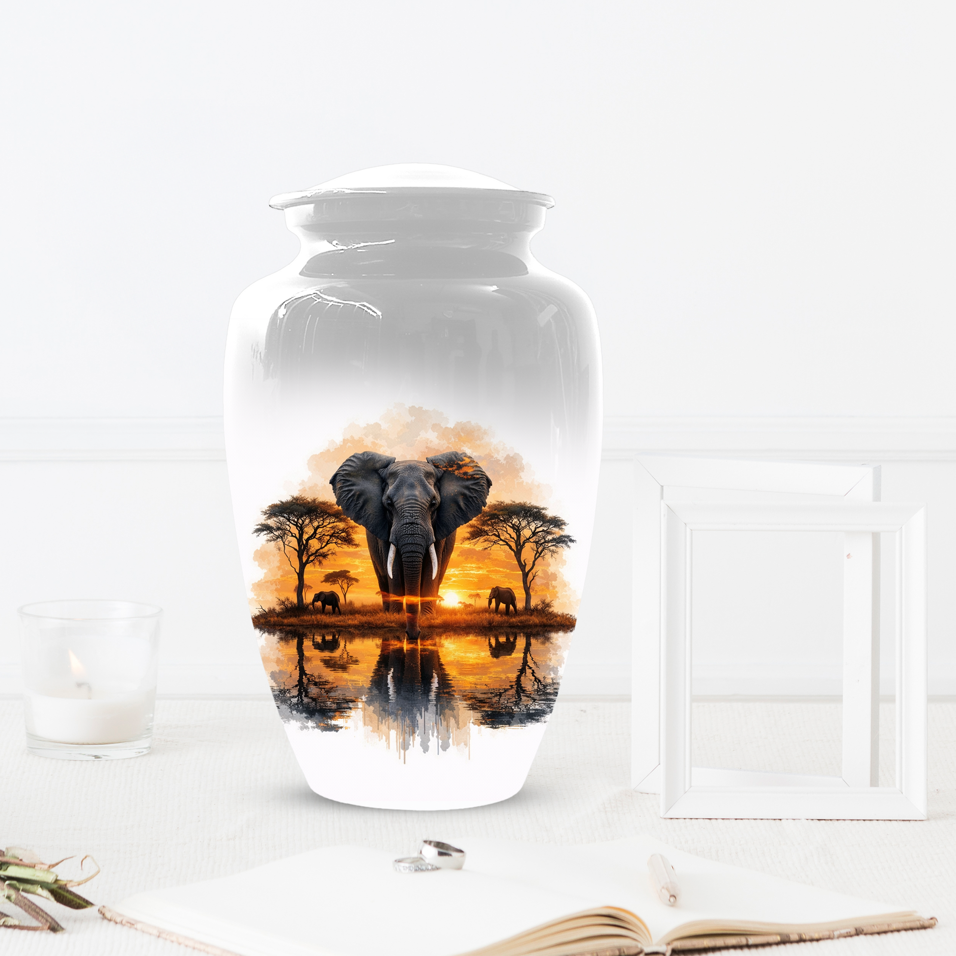Personalized Elephant Urn for Ashes, Custom Safari Cremation Urn