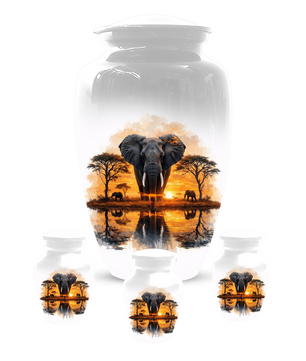 Personalized Elephant Urn for Ashes, Custom Safari Cremation Urn