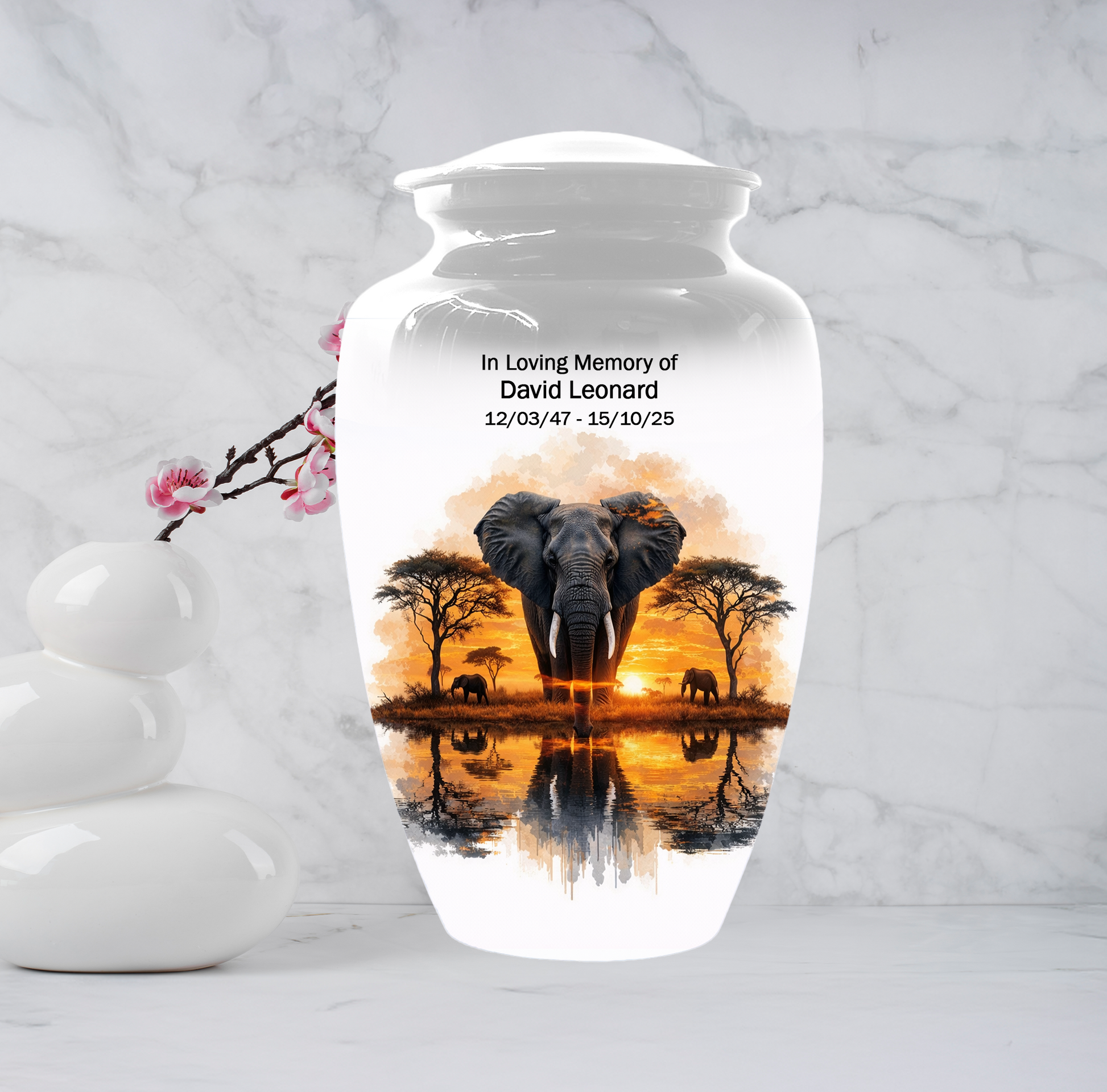 Personalized Elephant Urn for Ashes, Custom Safari Cremation Urn