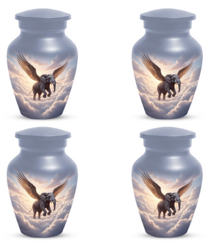 Personalized Angel Elephant Cremation Urn for Ashes – Heavenly Elephant Memorial Urn for Mom & Dad
