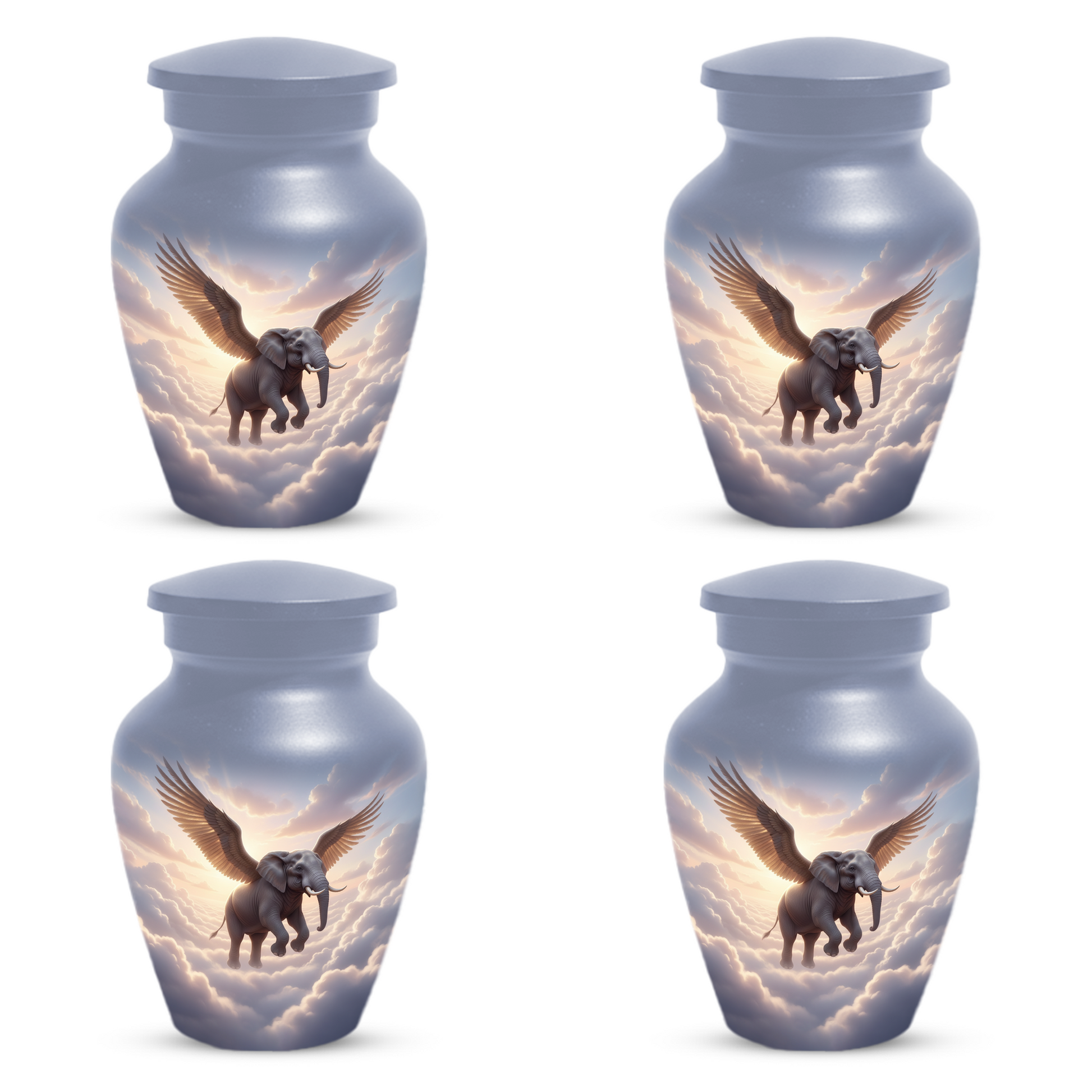 Personalized Angel Elephant Cremation Urn for Ashes – Heavenly Elephant Memorial Urn for Mom & Dad
