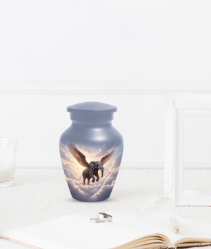 Personalized Angel Elephant Cremation Urn for Ashes – Heavenly Elephant Memorial Urn for Mom & Dad