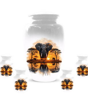 Personalized Elephant Urn for Ashes, Custom Safari Cremation Urn