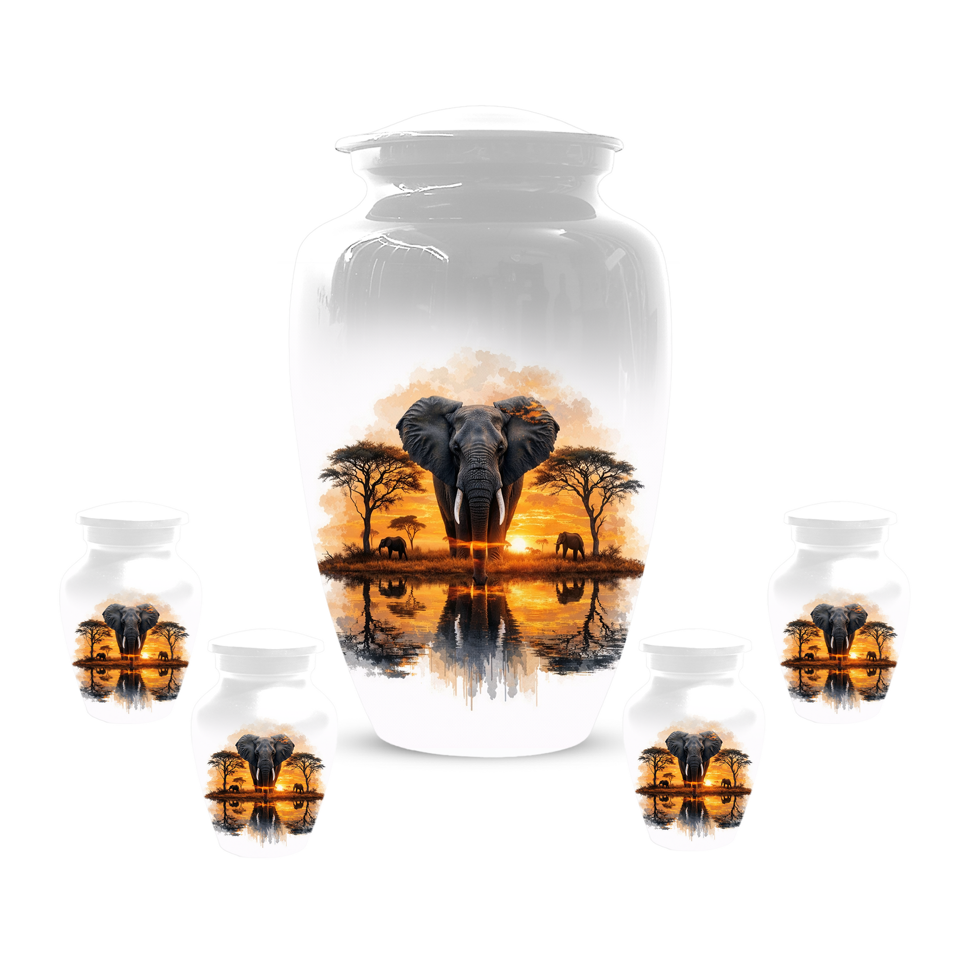 Personalized Elephant Urn for Ashes, Custom Safari Cremation Urn