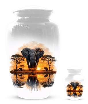 Personalized Elephant Urn for Ashes, Custom Safari Cremation Urn