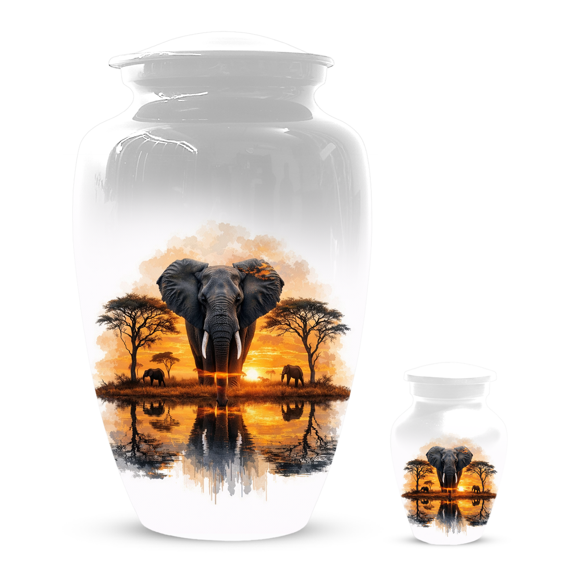 Personalized Elephant Urn for Ashes, Custom Safari Cremation Urn