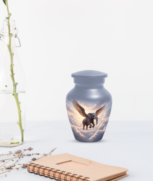 Personalized Angel Elephant Cremation Urn for Ashes – Heavenly Elephant Memorial Urn for Mom & Dad