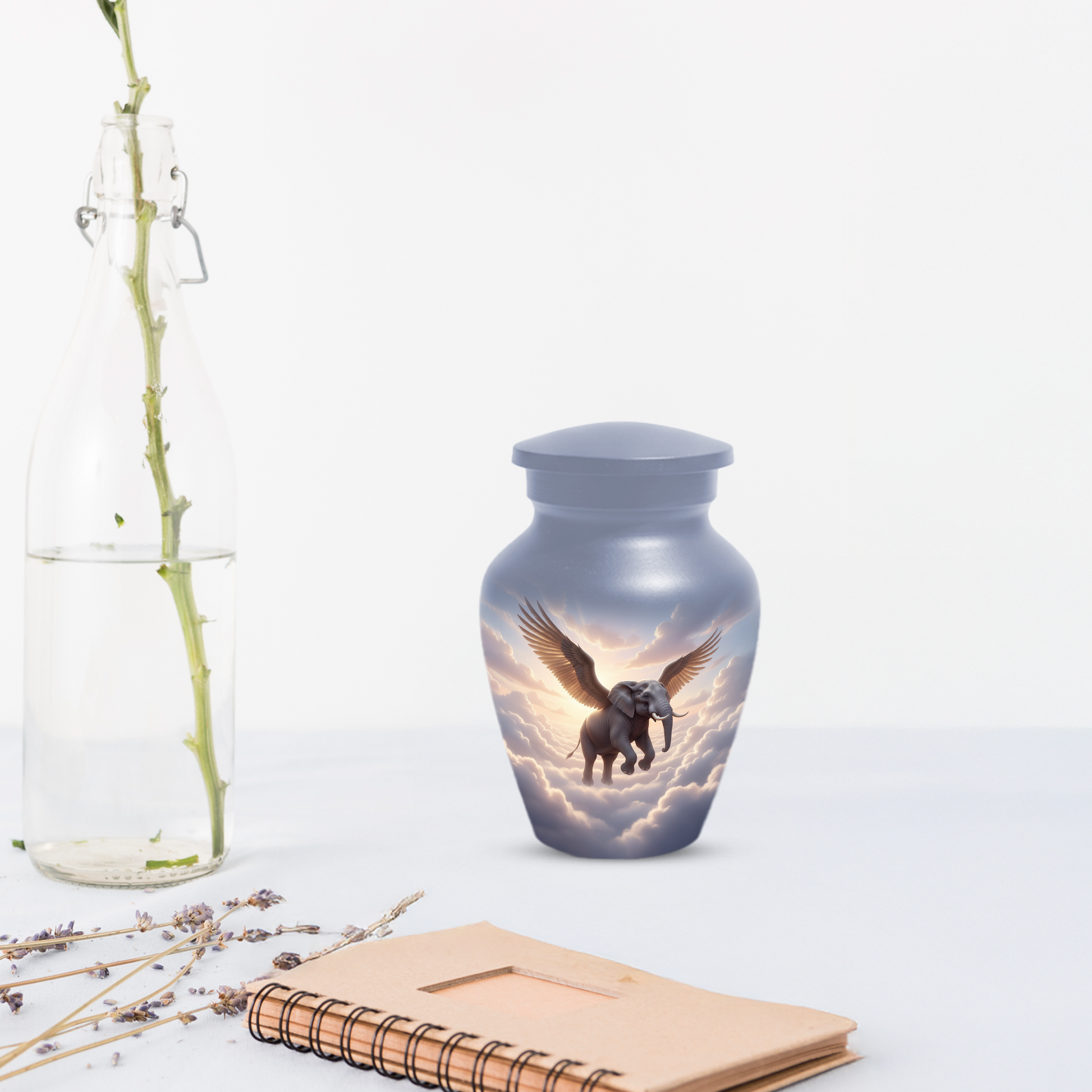 Personalized Angel Elephant Cremation Urn for Ashes – Heavenly Elephant Memorial Urn for Mom & Dad