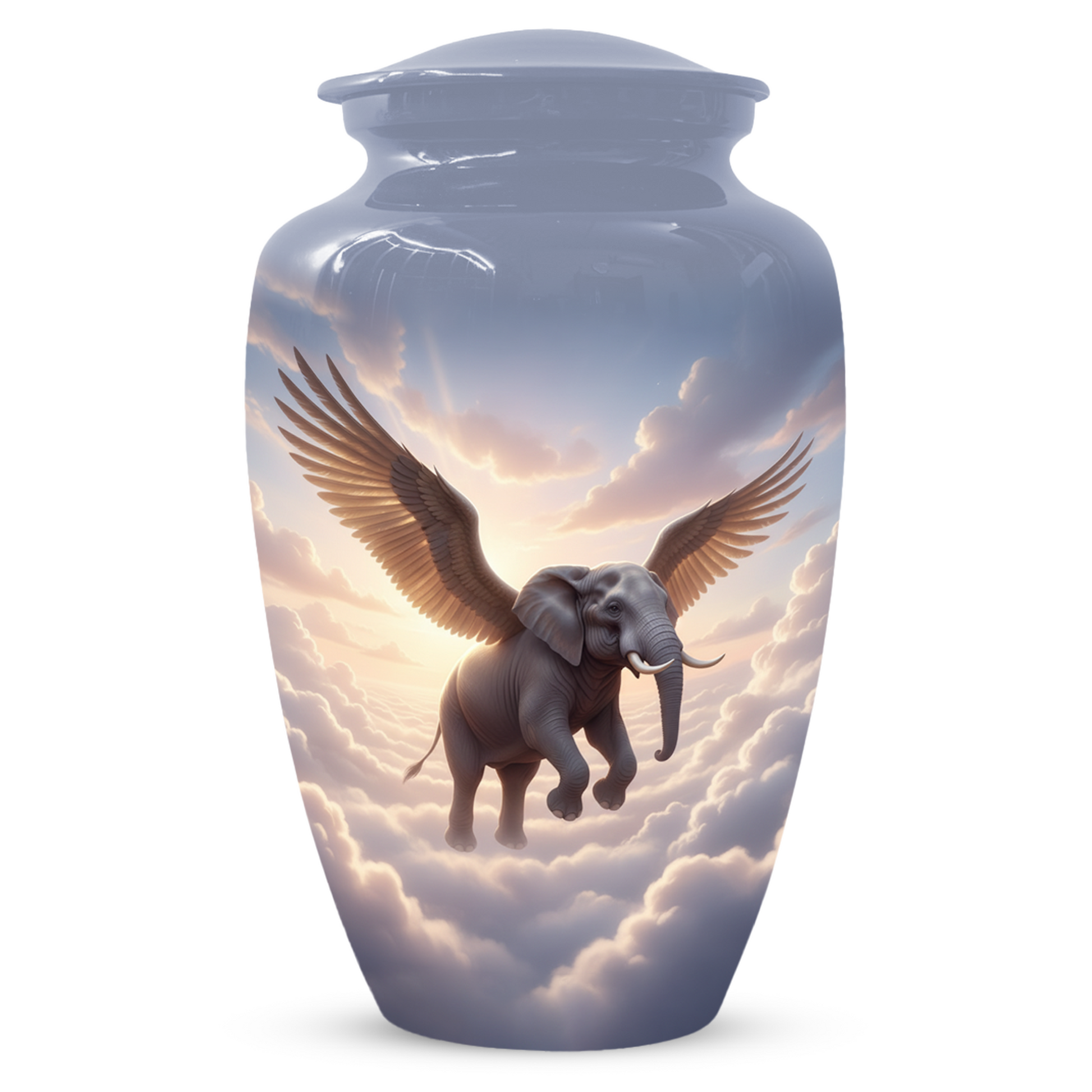 Personalized Angel Elephant Cremation Urn for Ashes – Heavenly Elephant Memorial Urn for Mom & Dad