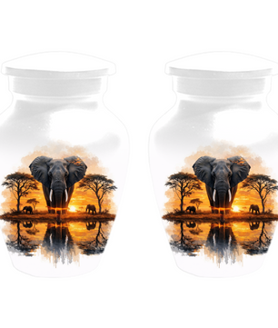 Personalized Elephant Urn for Ashes, Custom Safari Cremation Urn