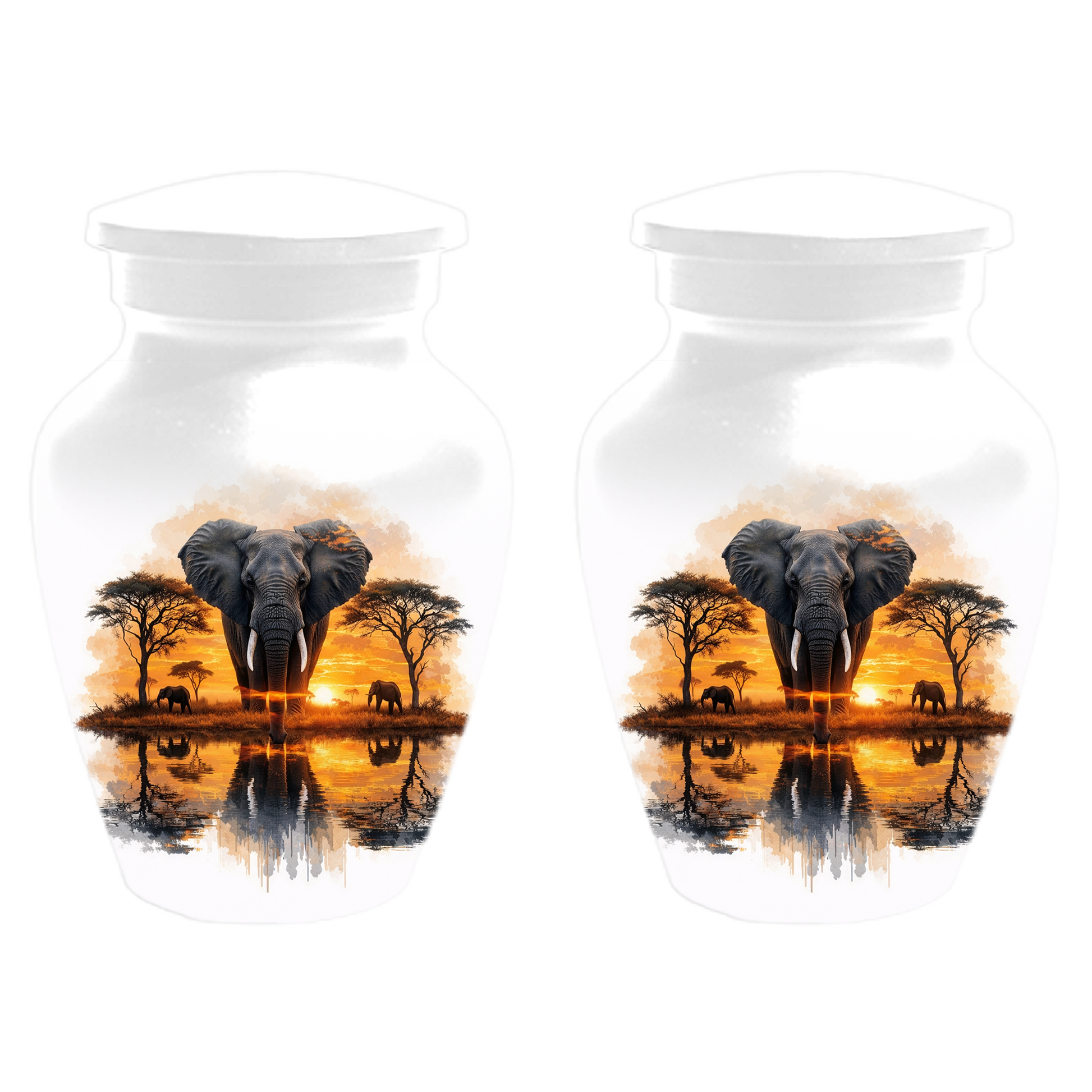 Personalized Elephant Urn for Ashes, Custom Safari Cremation Urn