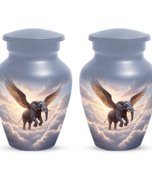 Personalized Angel Elephant Cremation Urn for Ashes – Heavenly Elephant Memorial Urn for Mom & Dad