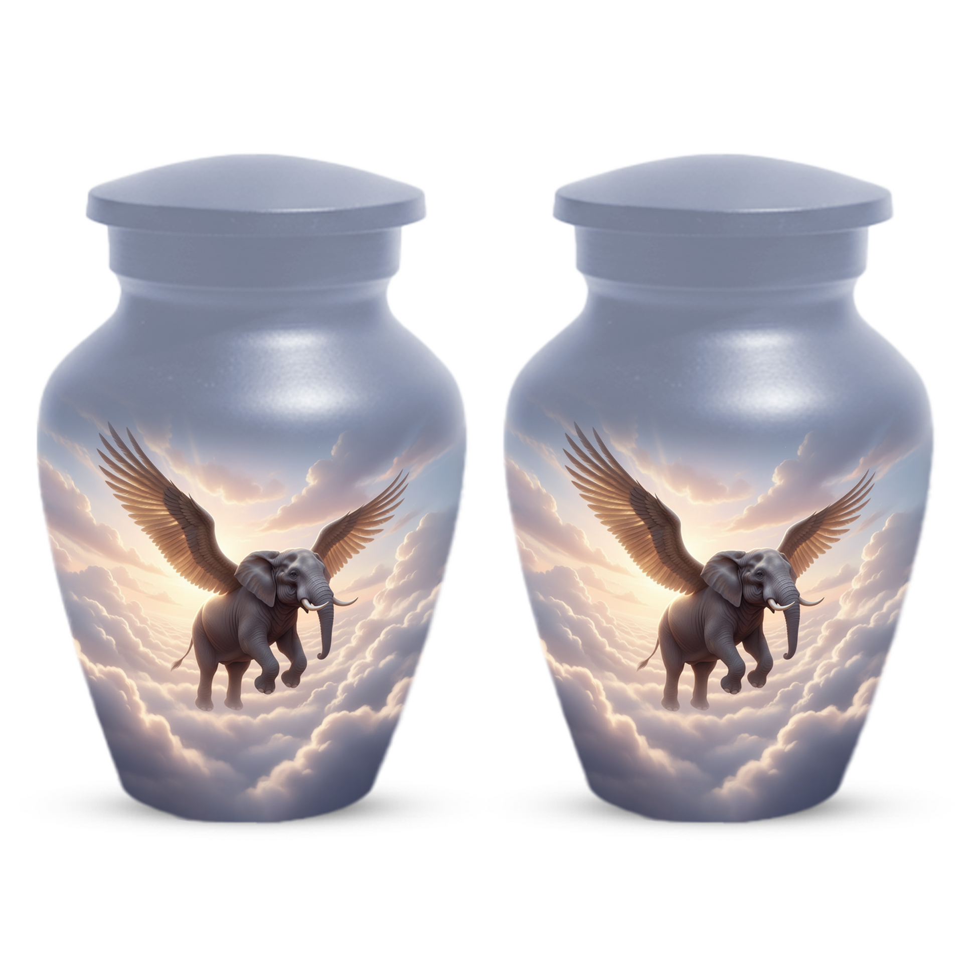 Personalized Angel Elephant Cremation Urn for Ashes – Heavenly Elephant Memorial Urn for Mom & Dad