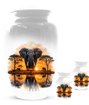 Personalized Elephant Urn for Ashes, Custom Safari Cremation Urn