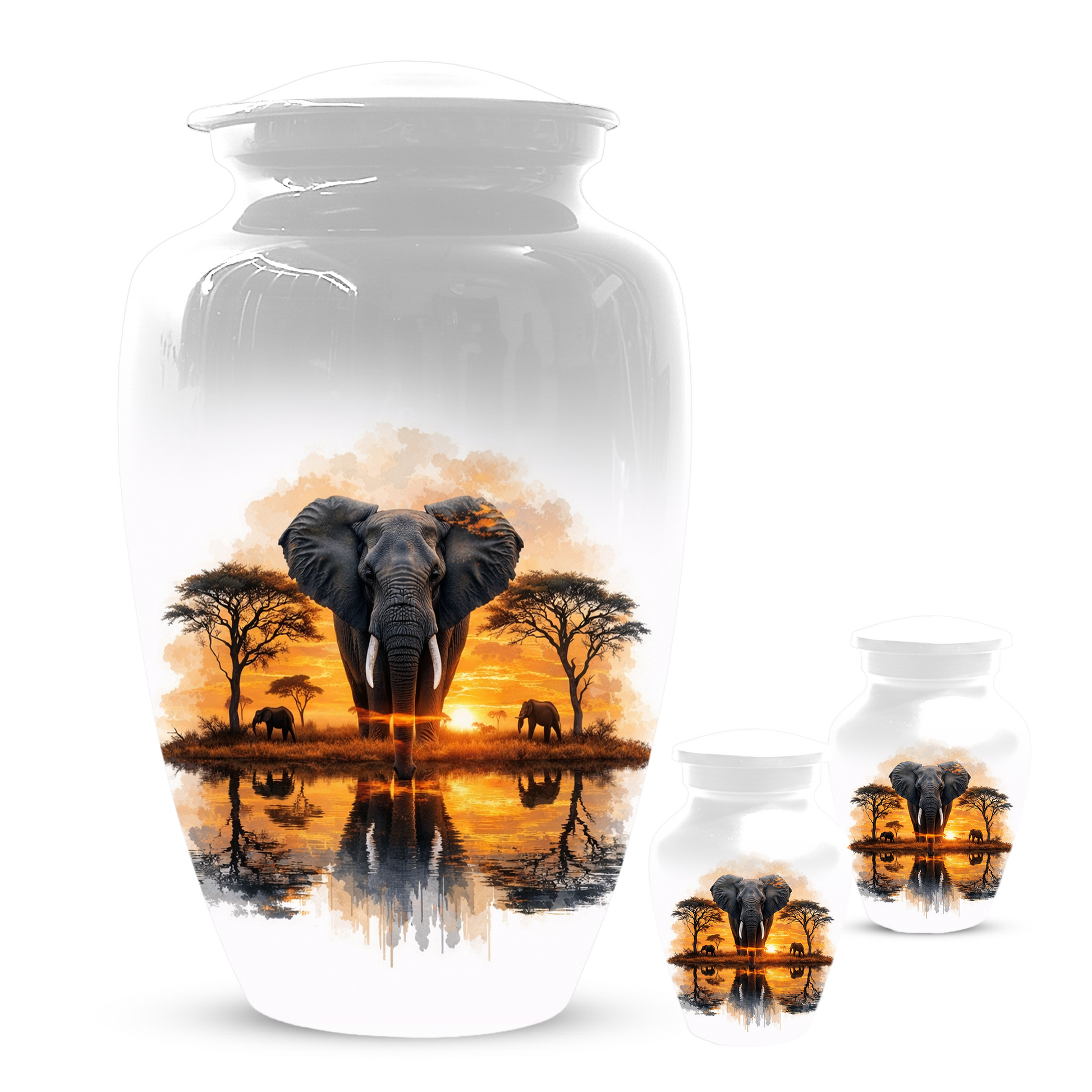 Personalized Elephant Urn for Ashes, Custom Safari Cremation Urn