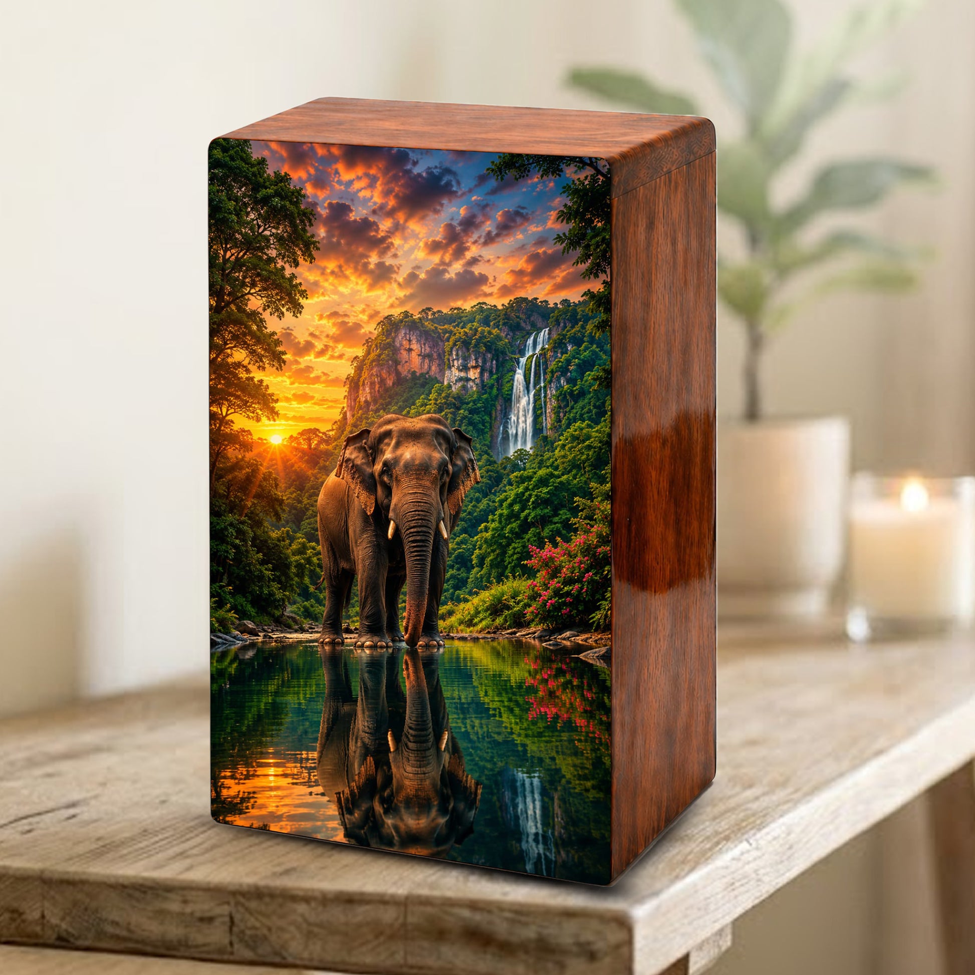 Elephant Urn For Ashes Male - Wilderness Forest Keepsake Memorial Urns