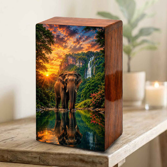 Elephant Urn For Ashes Male - Wilderness Forest Keepsake Memorial Urns