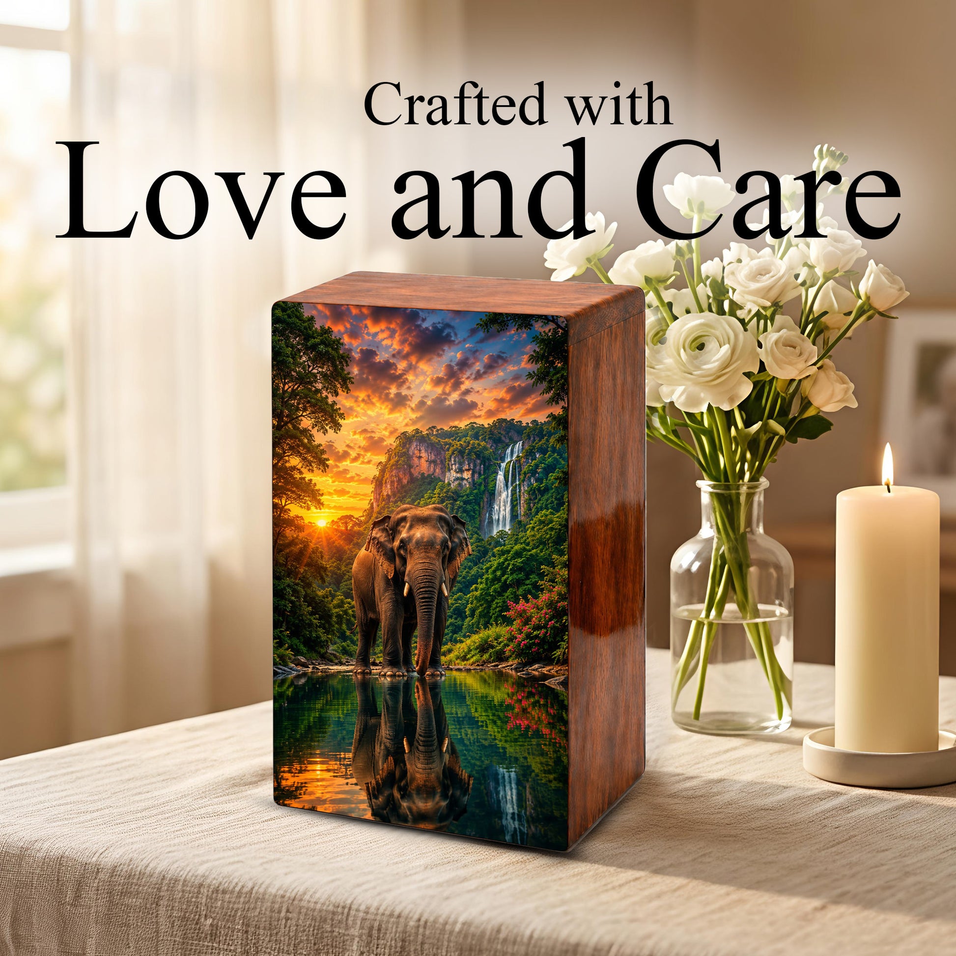 Elephant Urn For Ashes Male - Wilderness Forest Keepsake Memorial Urns