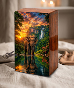 Elephant Urn For Ashes Male - Wilderness Forest Keepsake Memorial Urns
