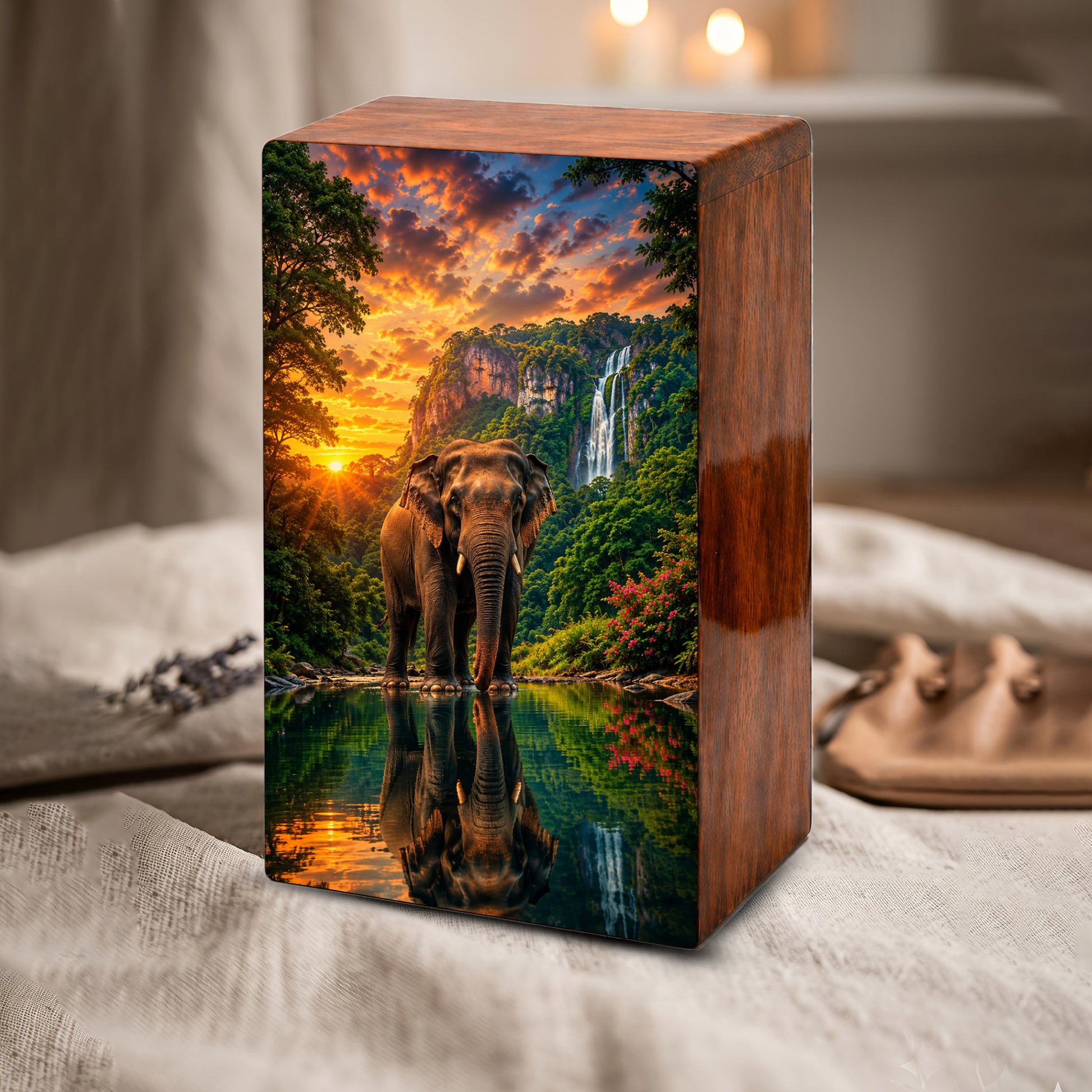 Elephant Urn For Ashes Male - Wilderness Forest Keepsake Memorial Urns