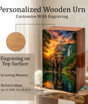 Elephant Urn For Ashes Male - Wilderness Forest Keepsake Memorial Urns