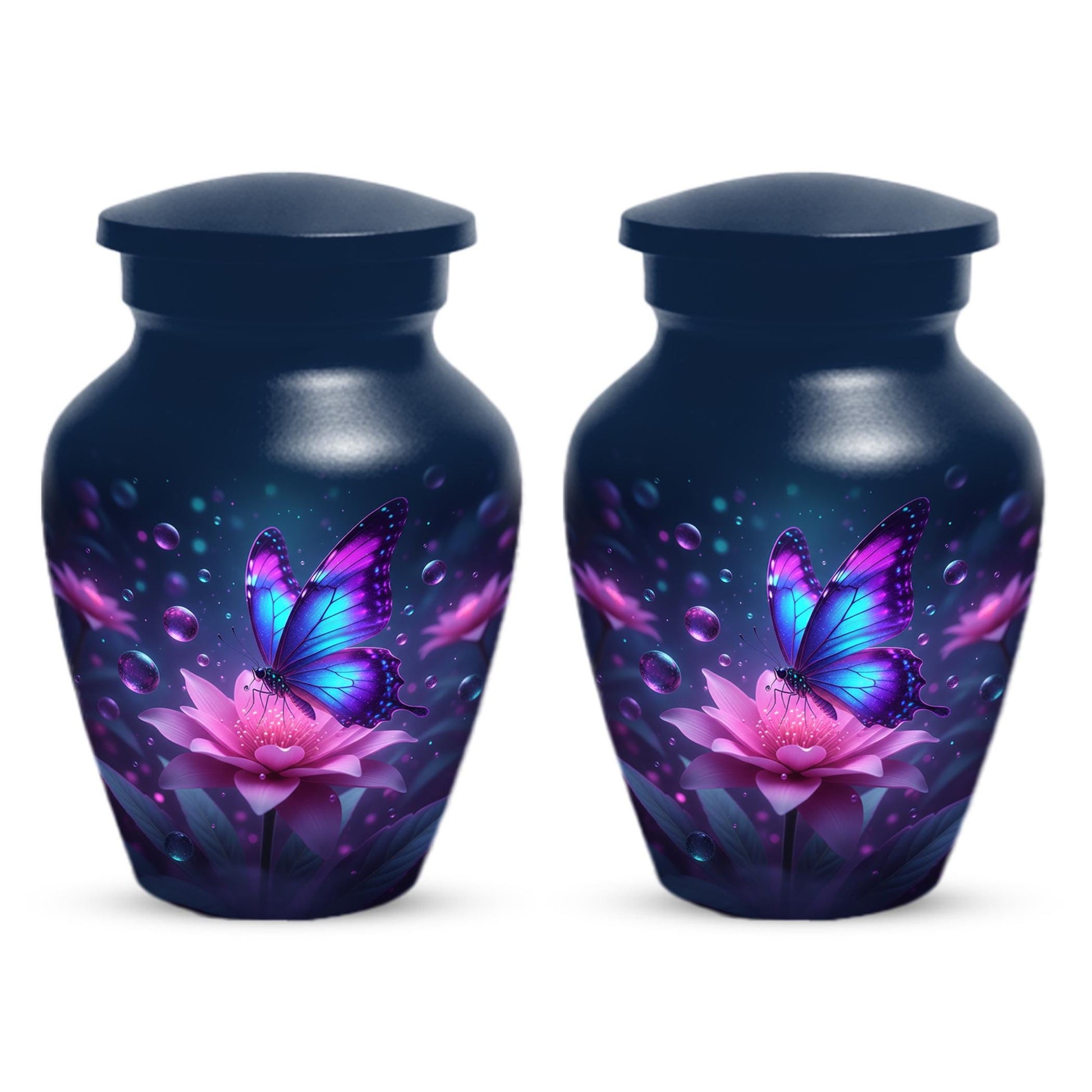 Blue Butterfly Urn For Mom Ashes - Lotus Flower Cremation Urns For Women