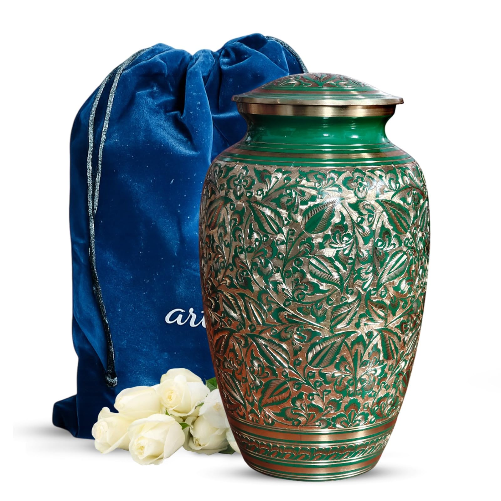 Brass Urns for Human Ashes Adult Male, (Multiple Themes, Brass Urn for Ashes, Variation 03)