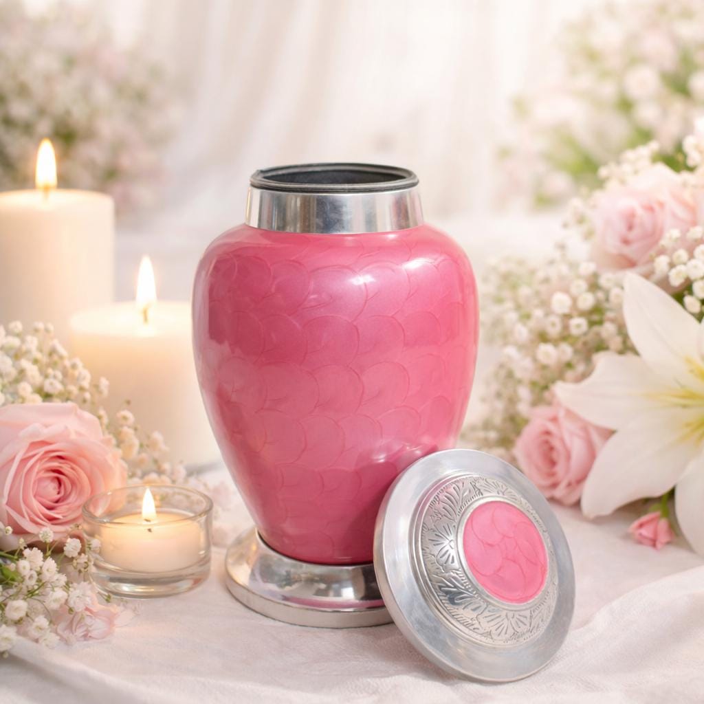 Pink Urn For Human Ashes - Personalized Large Cremation Urns For Adults