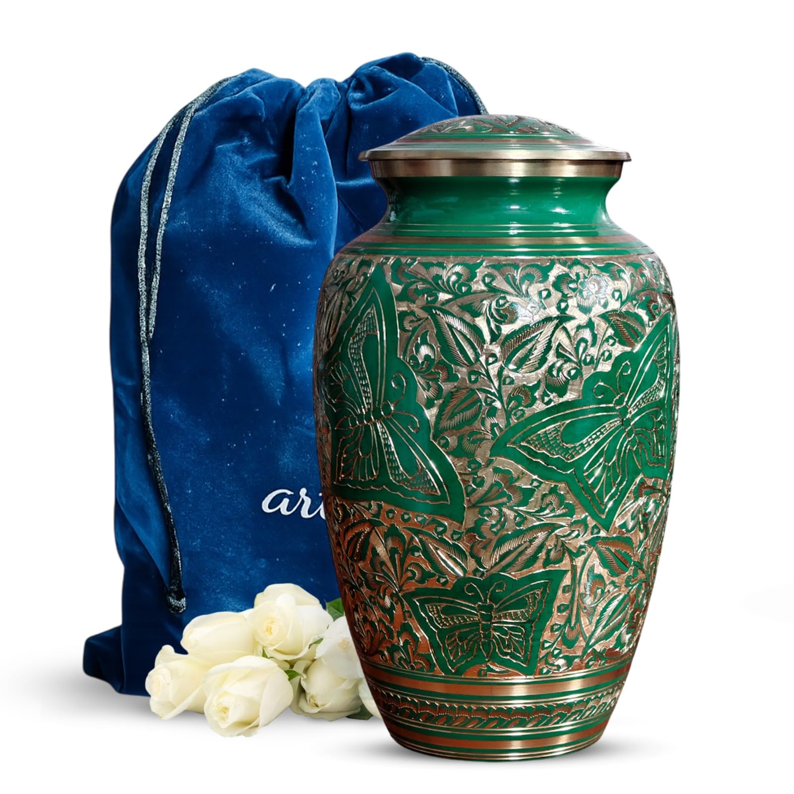 Brass Urns for Human Ashes Adult Male, (Multiple Themes, Brass Urn for Ashes, Variation 03)