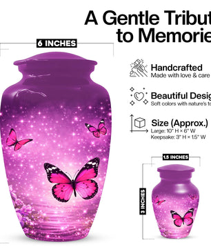 Pink Butterfly Urn For Women Ashes - Personalized Mini Urns For Adult Female