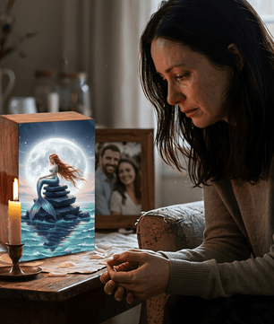 Mermaid Urn For Mom Ashes - Ocean Fairy Urns Keepsake Urn Box Female