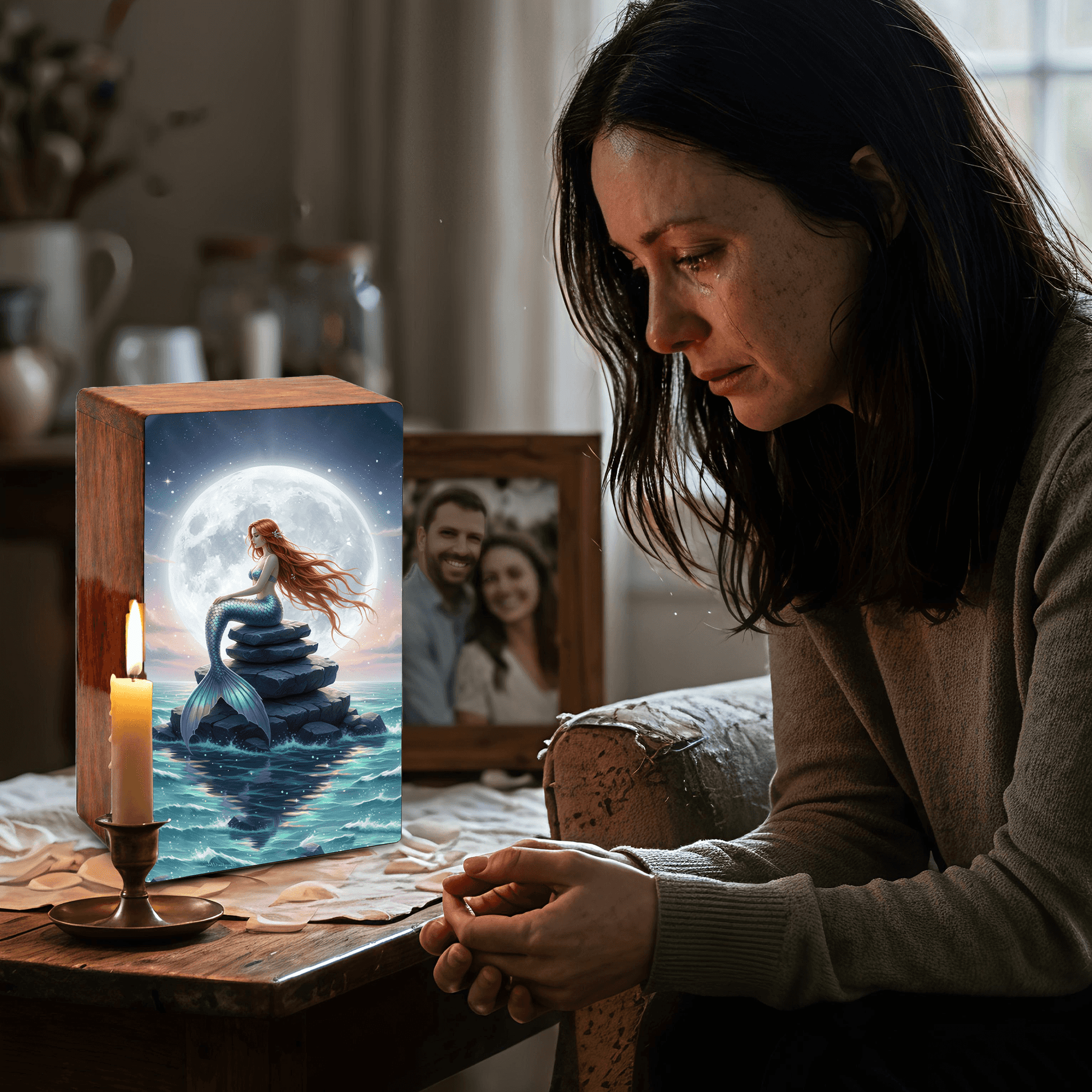 Mermaid Urn For Mom Ashes - Ocean Fairy Urns Keepsake Urn Box Female