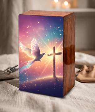 Cross Dove Cremation Urn for Ashes - Christian Memorial Urn with Spiritual Symbol