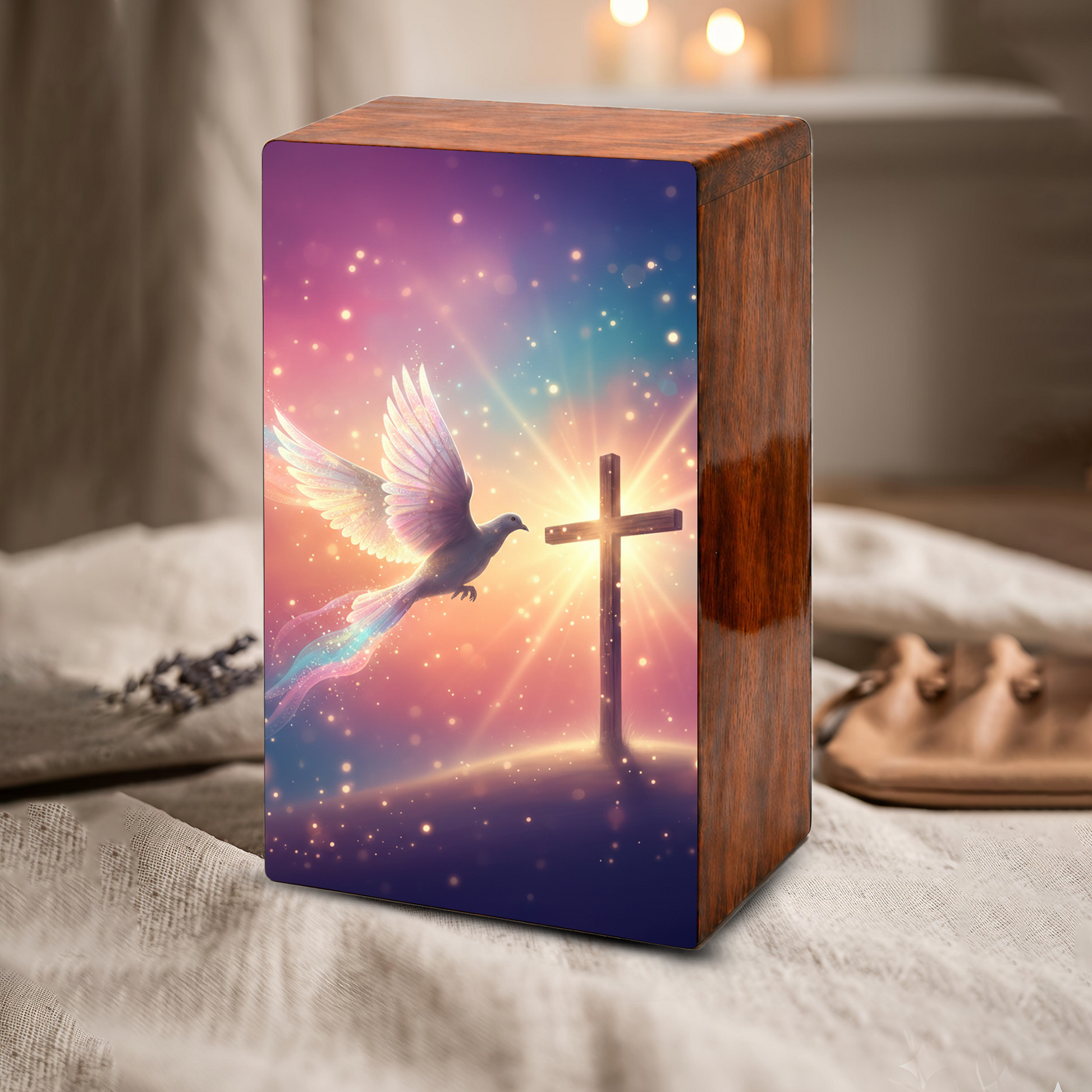 Cross Dove Cremation Urn for Ashes - Christian Memorial Urn with Spiritual Symbol