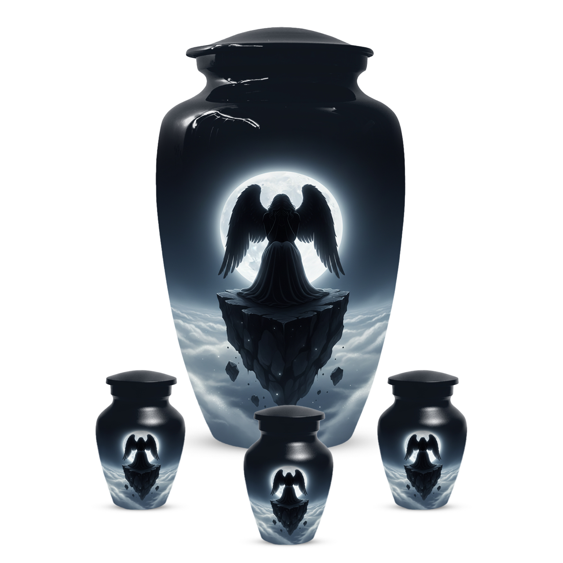 Personalized Angel Urn for Mom – Moonlight Guardian Angel Cremation Urn for Ashes