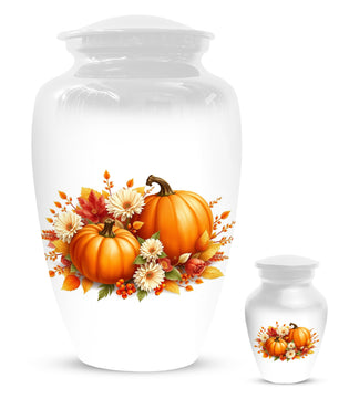 Pumpkin Floral Urn for Mom – Personalized Autumn Cremation Urns for Ashes