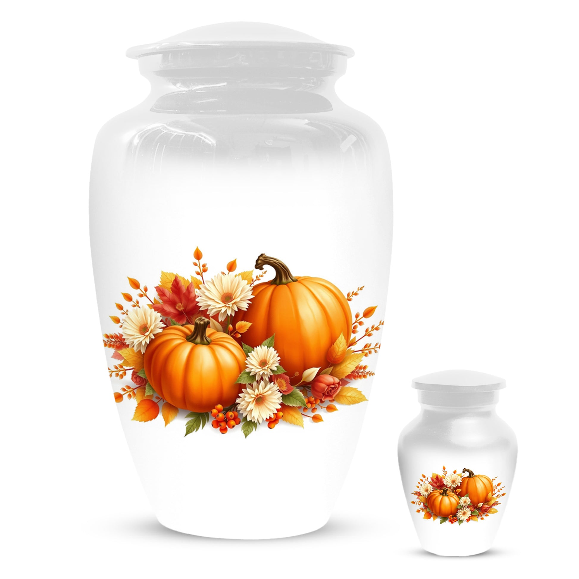 Pumpkin Floral Urn for Mom – Personalized Autumn Cremation Urns for Ashes