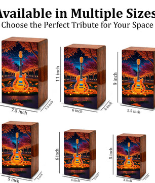 Guitar Wooden Urn for Ashes - Music Funeral Cremation Urn Box