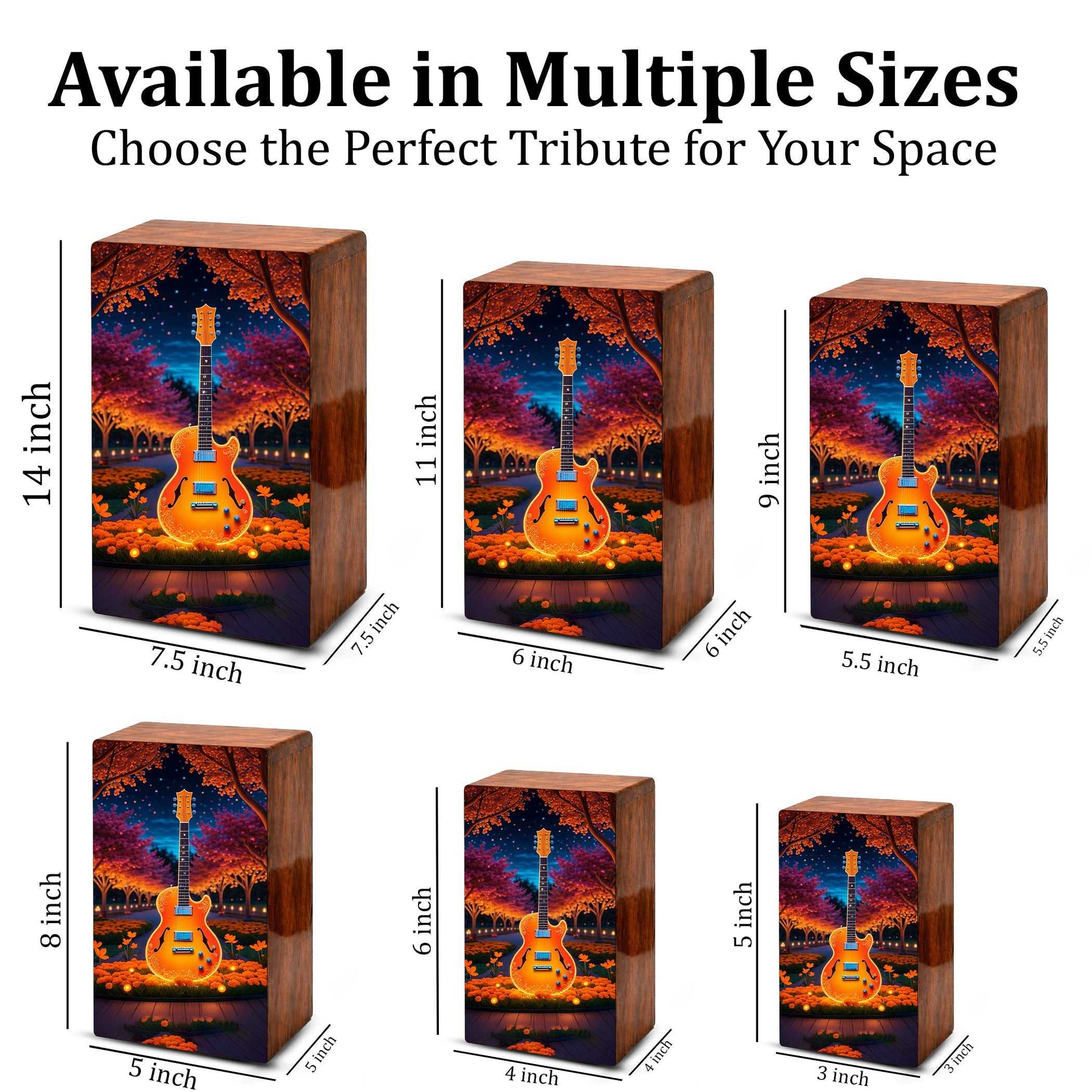 Guitar Wooden Urn for Ashes - Music Funeral Cremation Urn Box